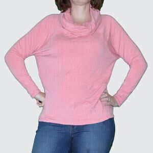 Lou & Grey M Pink Turtleneck Long Sleeve Top